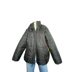 Athletech Black Puffer Jacket Full Zip Quilted Coat Size Large